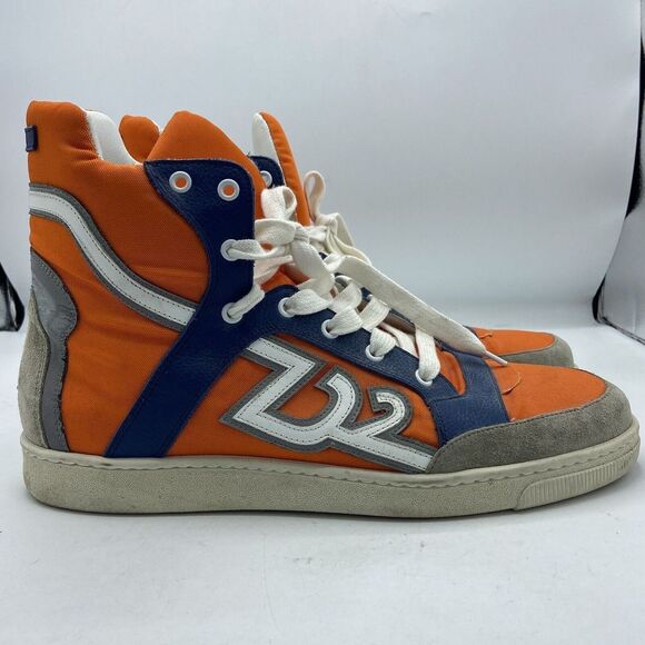 Mens Dsquared2 HighTop Sneakers Size 12 US Sz 45 EU Orange/Blue - Picture 1 of 6